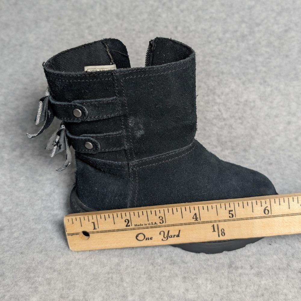 UGG Boots Toddler 8 Black Zip Silver Star Bow - Picture 2 of 13